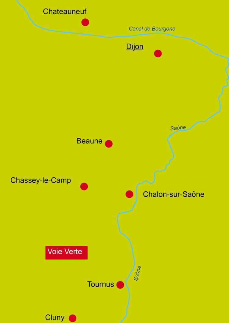 Map of the cycle tour in South Burgundy