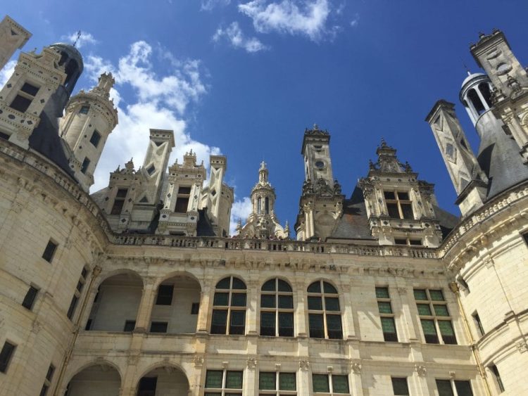 view of the towers of chambord castle