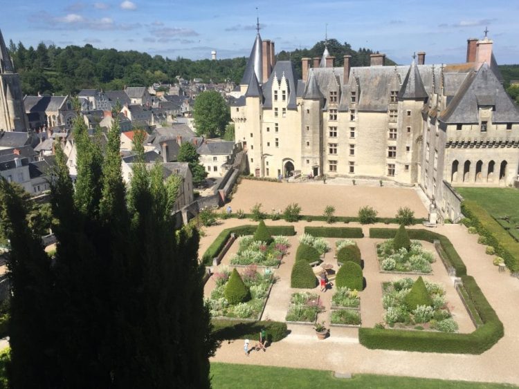 view of the castle langeais with its gardens