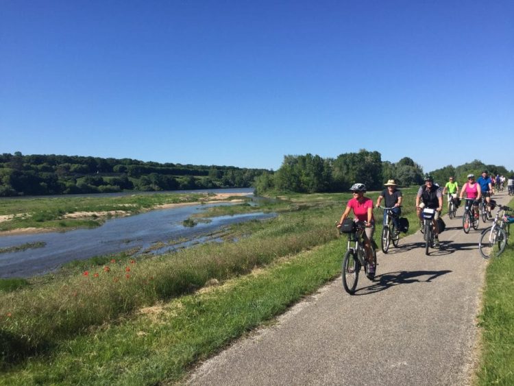 view of cyclists on the loire cycle path
