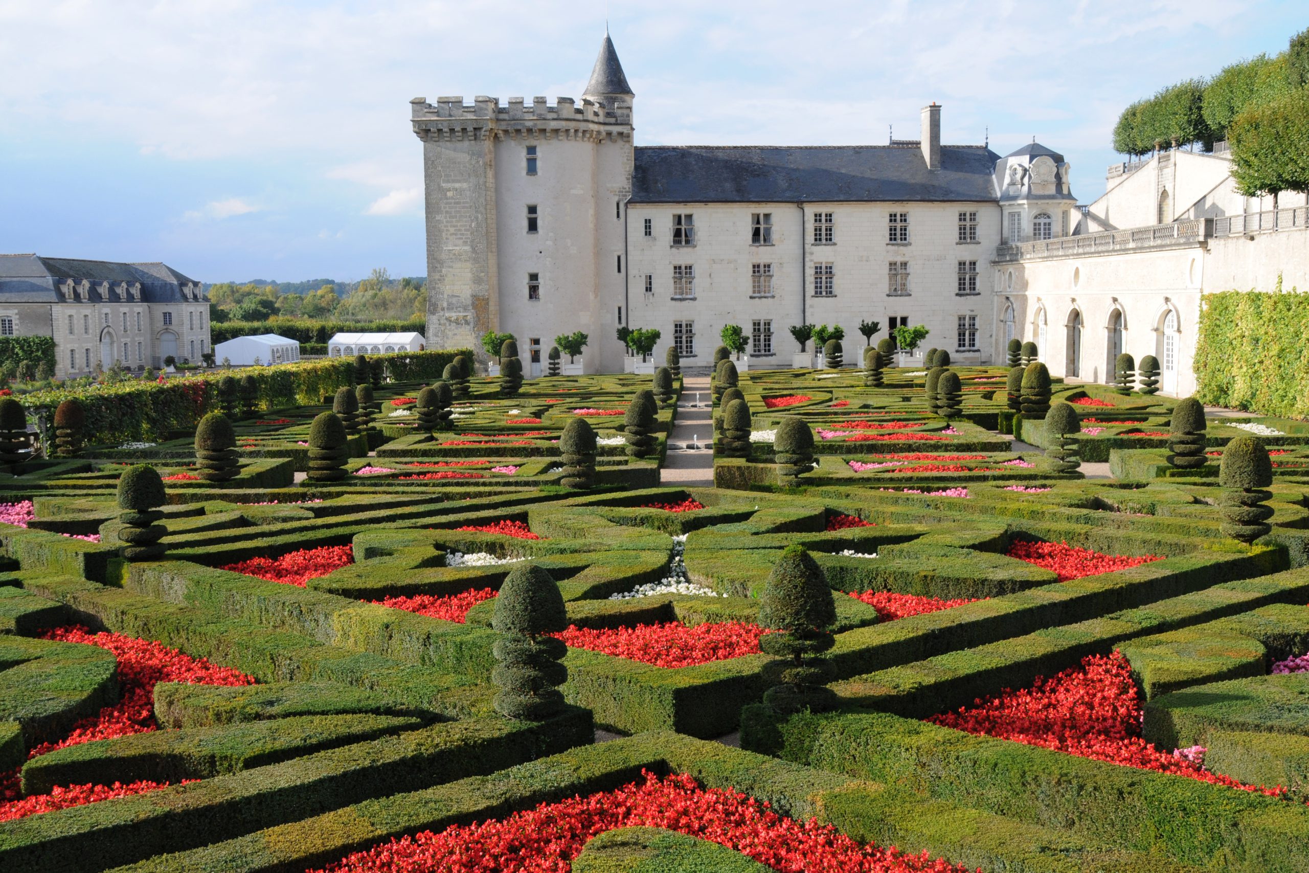 Blick auf die Gärten des Schlosses Villandry