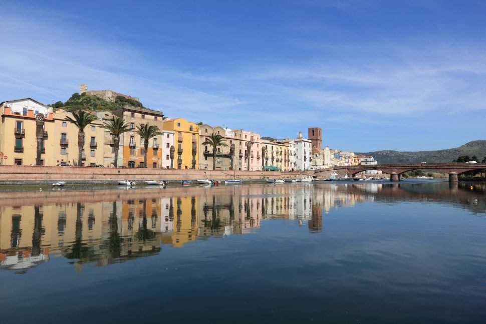 View at the city of Bosa on Sardinia