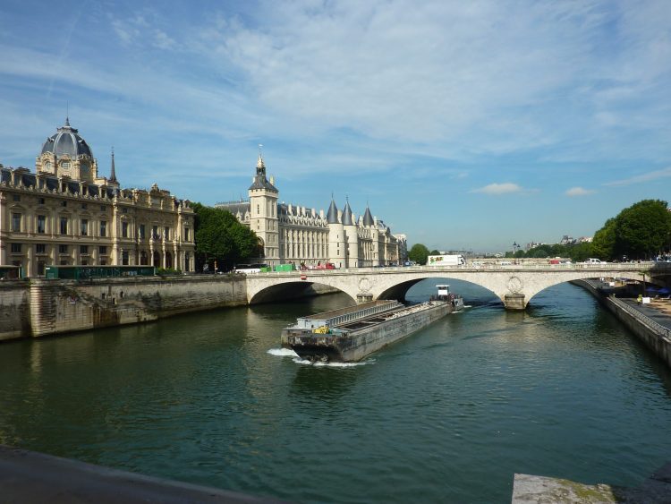 View at the river Seine with boat