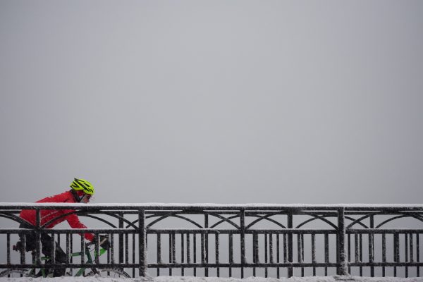 Cycling in the snow