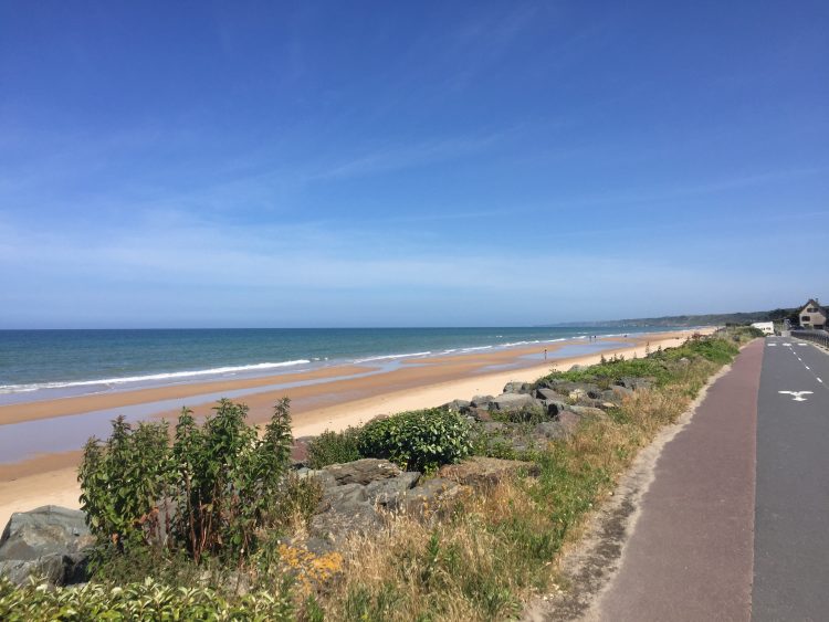 Cycle path at the coast of Normandy